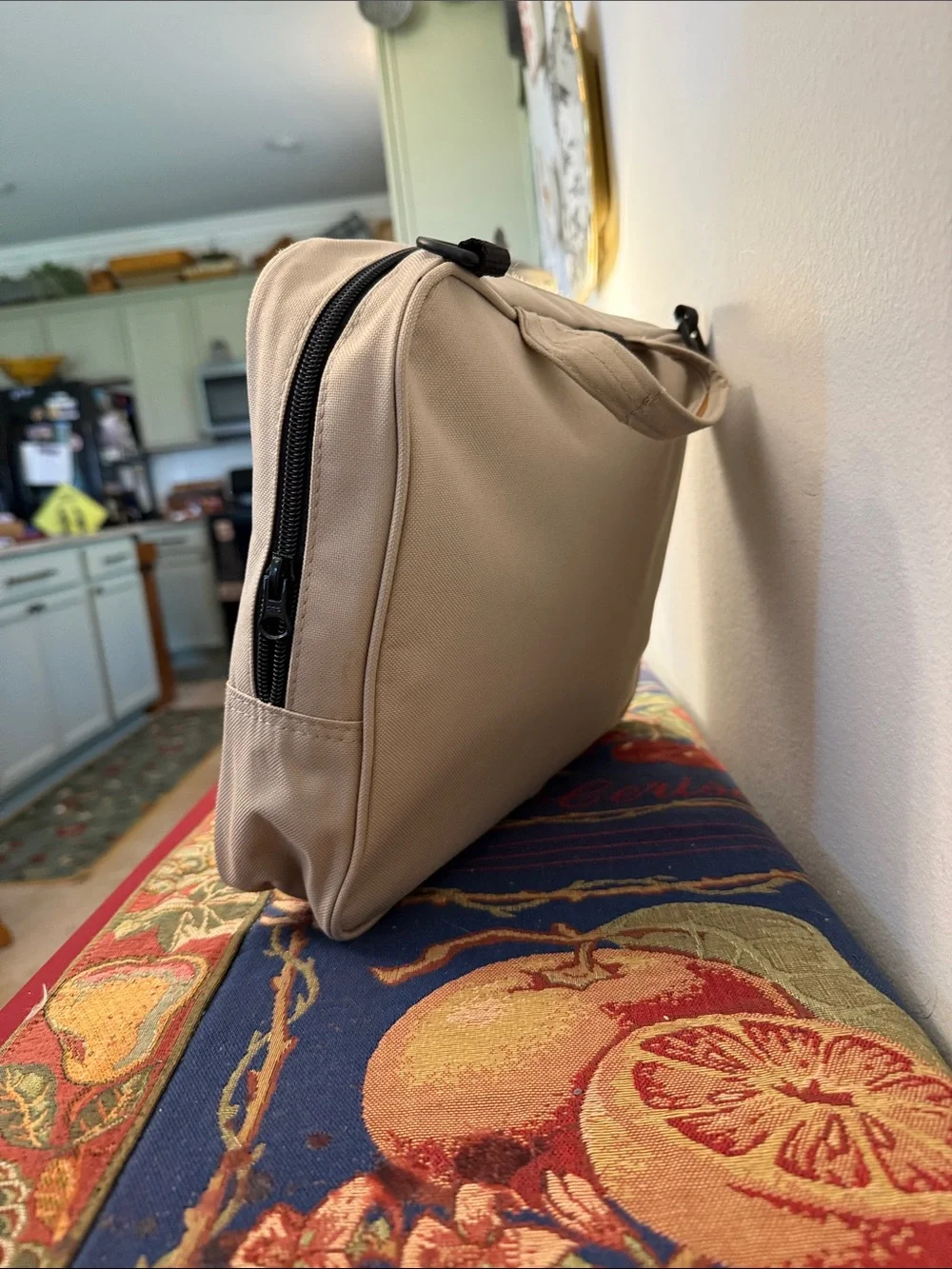 Kurgo Beige Laptop Bag with Tan Center Panel